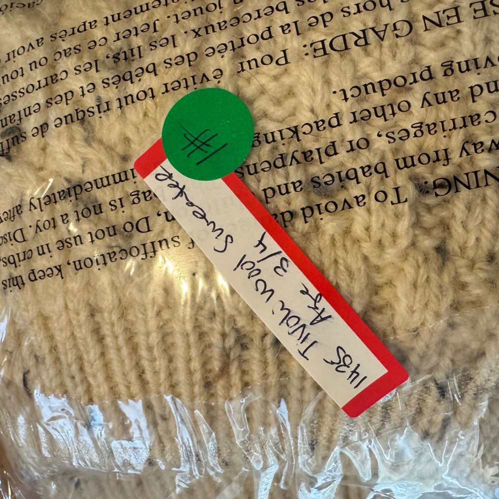 Tivoli Aran Cardigan Kids 3/4 Cream‎ Wool Cable Knit Sweater (1435) - Picture 9 of 9